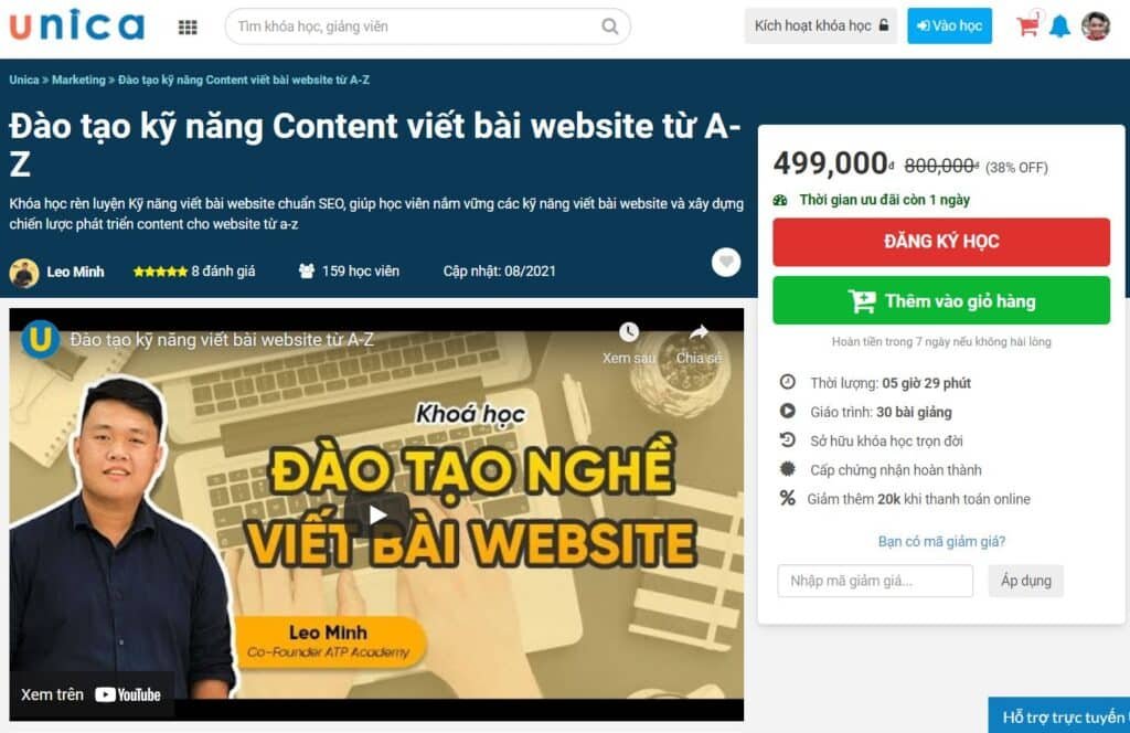 Khóa học content marketing thực chiến Leo Minh